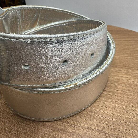 Lucia Ferrise Italian Silver Leather Belt Decorative Buckle‎ Size 26 - Picture 6 of 8